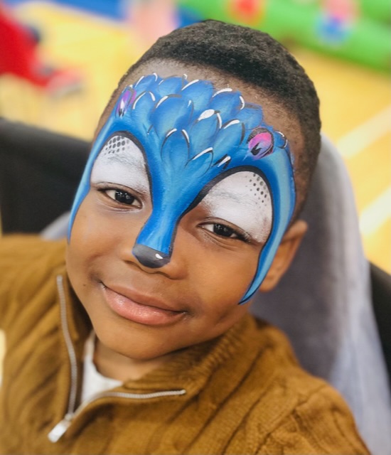 Boy with sonic the hedgehog face paint in Telford